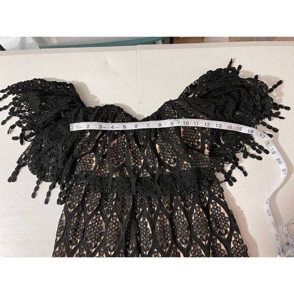 STONE Cold Fox Black Coctail Party Mini Dress Lace Overlay Off the Shoulder 1 - Picture 11 of 11